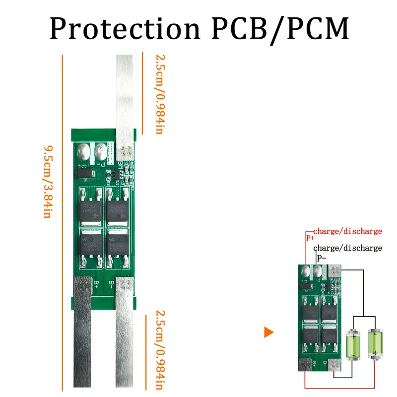 BMS 2S 7.4V 4MOSFET Lithium Battery Protection PCB/PCM Board,30A