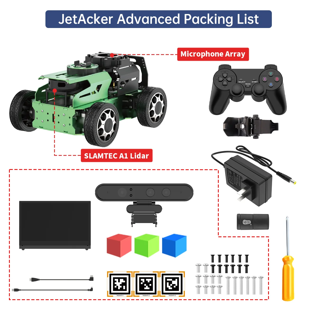 Hiwonder JetAcker AI Robot Kit – NVIDIA Jetson-Powered ROS1/ROS2 Educational Coding Robot with multimodal AI model (ChatGPT), Voice Control, AI Vision Interaction & SLAM